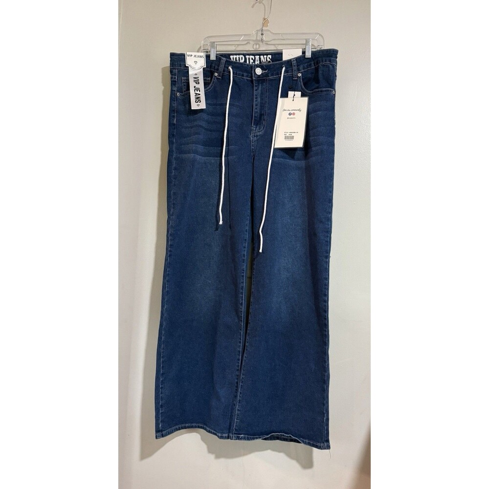 NWT VIP Jeans JR 19/20 Wide Leg Loose Fit Dark Wash Denim Draw String